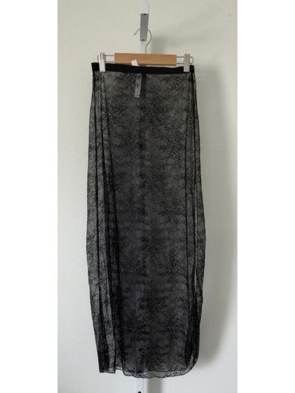 Auden Intimates Black Sheer Lace Maxi Lingerie Skirt Women Size XS